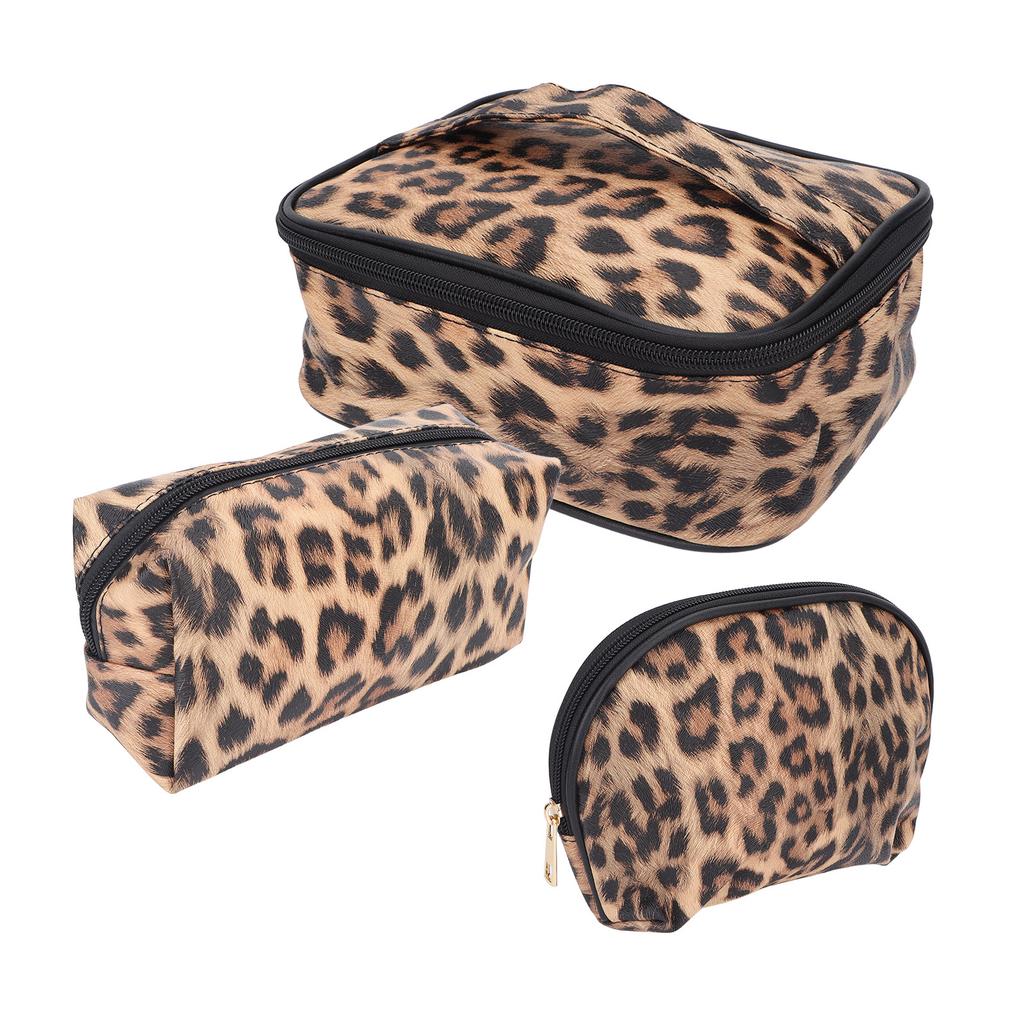 3 szt. Kosmetyczka do przechowywania makijażu PU Skóra Wodoodporna Zapinana na zamek Błyskawiczny Zestaw Saszetek Podróżnych na Produkty Toaletowe