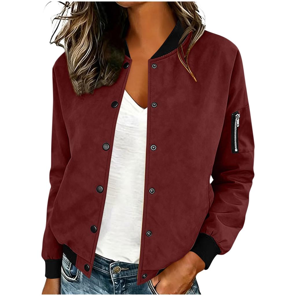 Giacca Cardigan da Donna in Camoscio con Bottoni, Casual, Manica Lunga, Capo Esterno Leggero con Tasca e Bordi a Coste