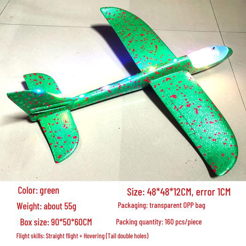 Children's 48CM Luminous Foam Glider Toy - Pure White Model for Outdoor Play