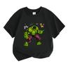 Kids Boys Girls 100% Cotton Crew Neck Short Sleeve T-Shirt, Cute Strong Superhero Green Character Print Casual Summer Tops with Cartoon Animal Cloud P