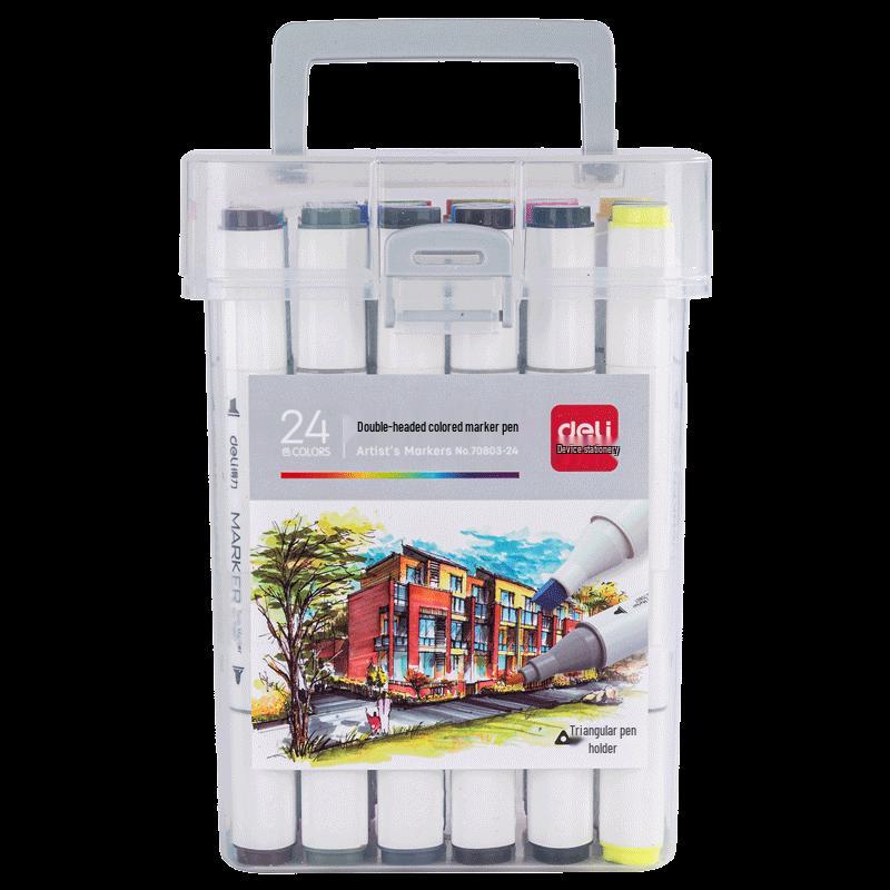 Deli 70803 Dual-Tip Art Marker Set 24-Count