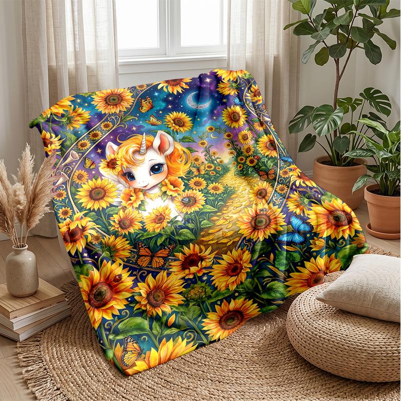 Unicorn in Rainbow Dress Theme blanket Lightweight Warm Flannel Blanket Decorative Throw Blanket for Home Decoration