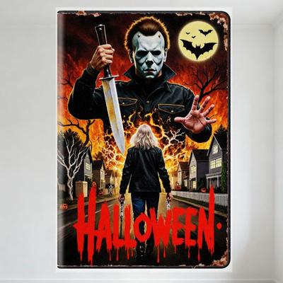 Halloween Michael Myers Horror Film Metalowy Znak Blaszany Vintage Straszny Plakat Dekoracja Ścienna do Domu Klubu Kawiarni Baru