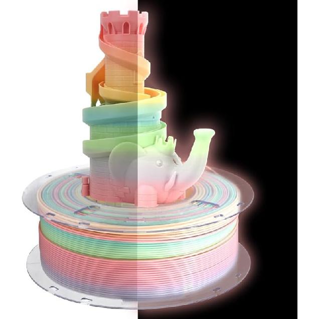 VOXELAB Luminous HS PLA Filament 1.75mm +/- 0.02mm, Luminous Rapid PLA 3D Printer Filament, Max 500mm/s High Speed Printing, Glow in The Dark