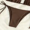 1011 New European and American Solid Color Lace-up Sexy Bikini Split Swimsuit Women's Beach Hot Spring Swimsuit