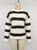 TEMU Europe 2026: American Retro Striped Knit Sweater - Loose Fit, Drop Shoulder, Long Sleeve, Round Neck.