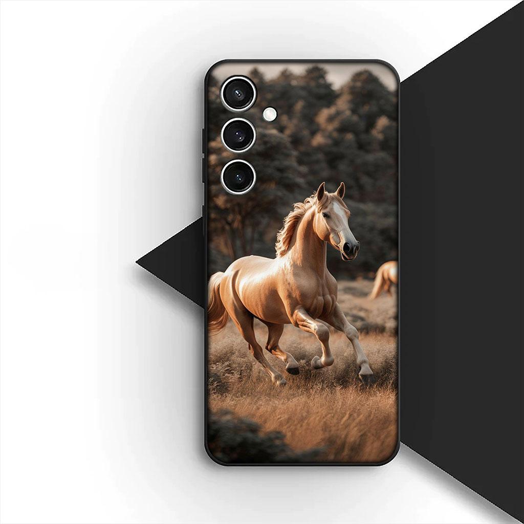 Phone Cover for Samsung Galaxy S25 S24 S23 FE Ultra Plus S7 Edge S25+ S23+ A56 5G Casing Soft Case Running Wild Horse Wallpaper