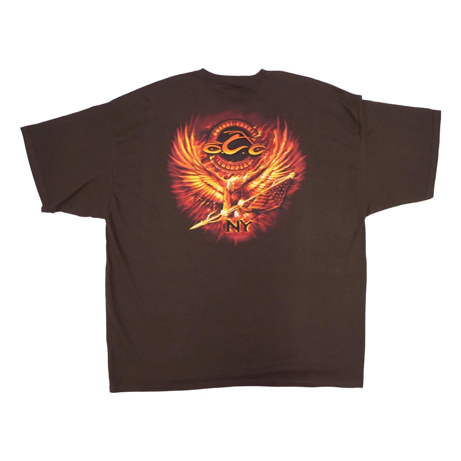Men s Casual Graphic ORANGE COTY CHOPPERS MENS FIRE EAGLE T SHIRT T... L