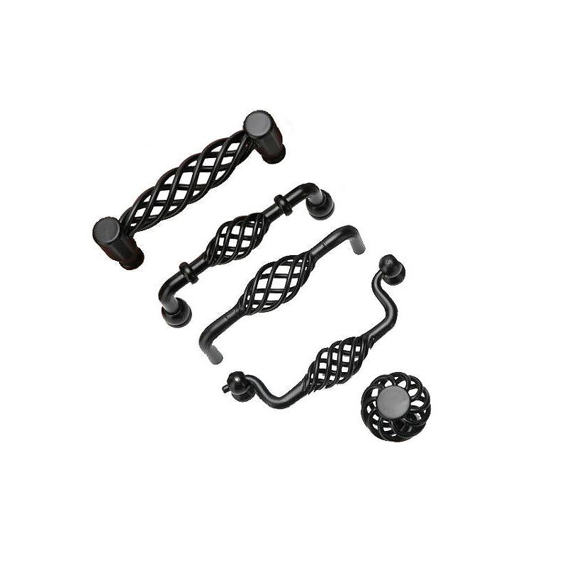 1 buc mânere de dulap de bucătărie durabile în formă de colivie pentru păsări, mânere de sertar vintage, buton negru pentru mobilier, mâner gol, instalare ușoară