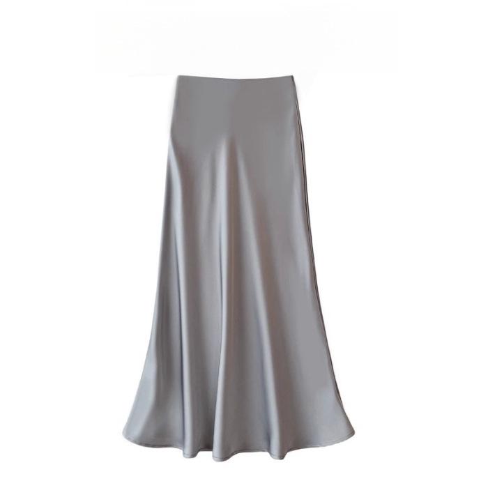 High-Waisted Slimming Satin Bodycon Mermaid Midi Skirt 2025 Spring/Summer Collection