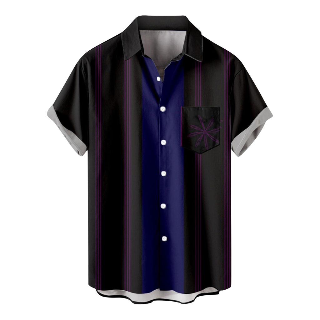 Men'S Casual Lapel Beach Holiday Wear Fashion Shirt Hawaiian Short-Sleeved Shirt