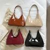 Women Retro Casual Shoulder Bags Glossy Solid PU Leather Shopper Bag Fashion Female Handbags