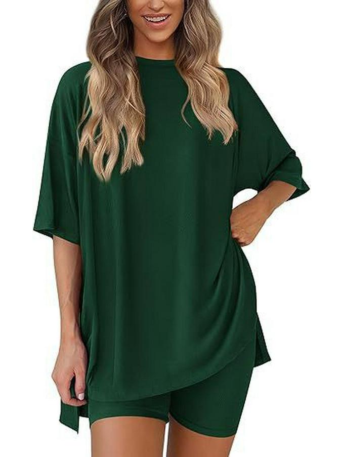 Set Pigiama Donna Casual Solido Colorato Largo Estate 2026 Europeo & Americano