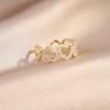 Design Fashion Jewelry 14K Real Gold Electroplating Hollow Love Zircon Ring Elegant Women's Opening Adjustable Ring