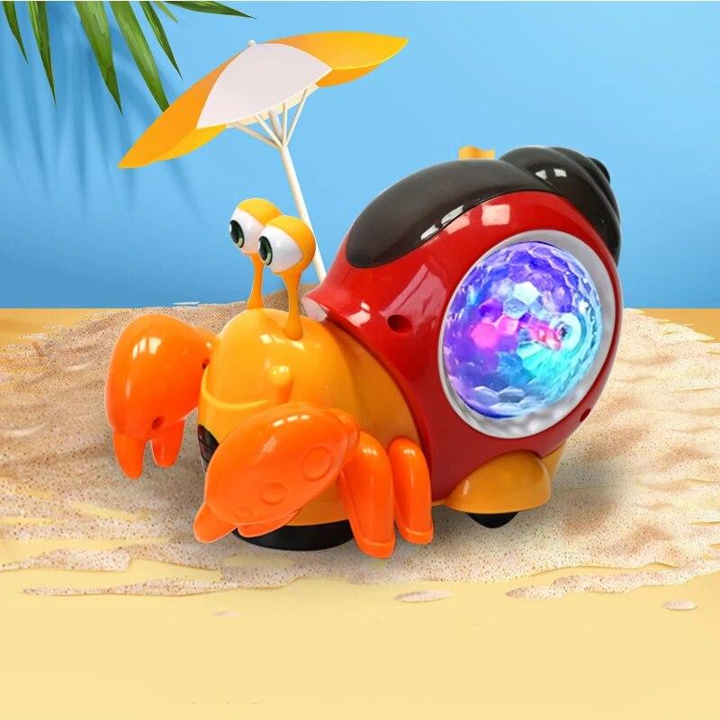 Escape Crawling Crab, Tummy Time Baby Toys, Sensing Interactive Walking Dancing Toy with Music Sounds & Lights