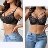 European French Eyelash Lace Bra,Thin‑Strap V‑Neck Sheer Mesh Underwire Bra,Sexy Gather Brassiere for Women