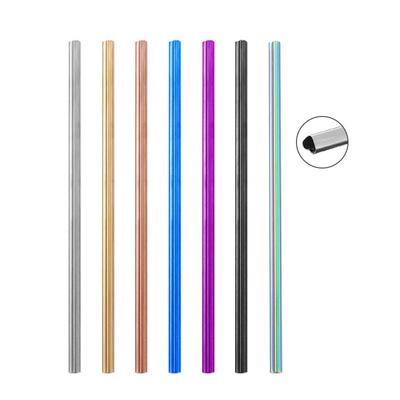Colorful 304 Stainless Steel Straws Reusable Straight Bent Metal Drinking Straw Set Bar Accessory