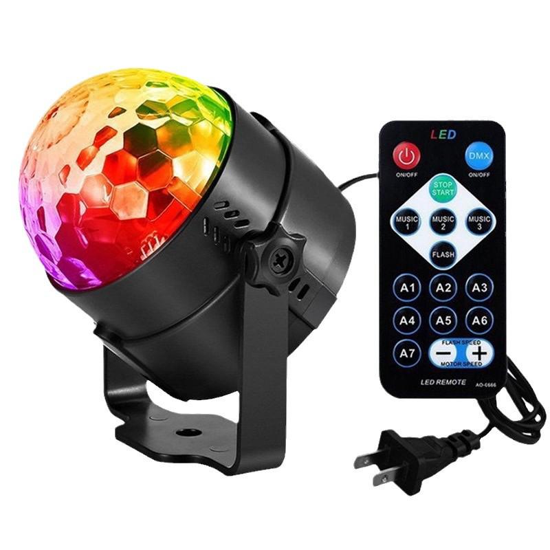 Sound-Activated Seven-Color LED Rotating Crystal Stage Light for Disco, KTV, and Bars