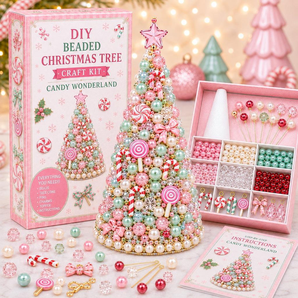 DIY Kerstboom Kralen Knutselpakket, Handgemaakte Desktop Kerstvakantie Decoratie 9 Stijlen Beschikbaar voor Feestelijk Knutselen