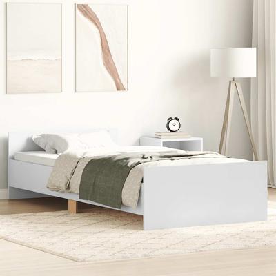 Vidaxl Bed Frame, White, 90X200 Cm, Wood-Based Material