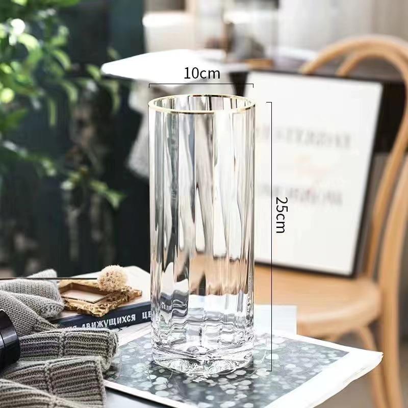 Nordic Cone-Shaped Transparent Glass Vase for Lucky Bamboo and Flowers