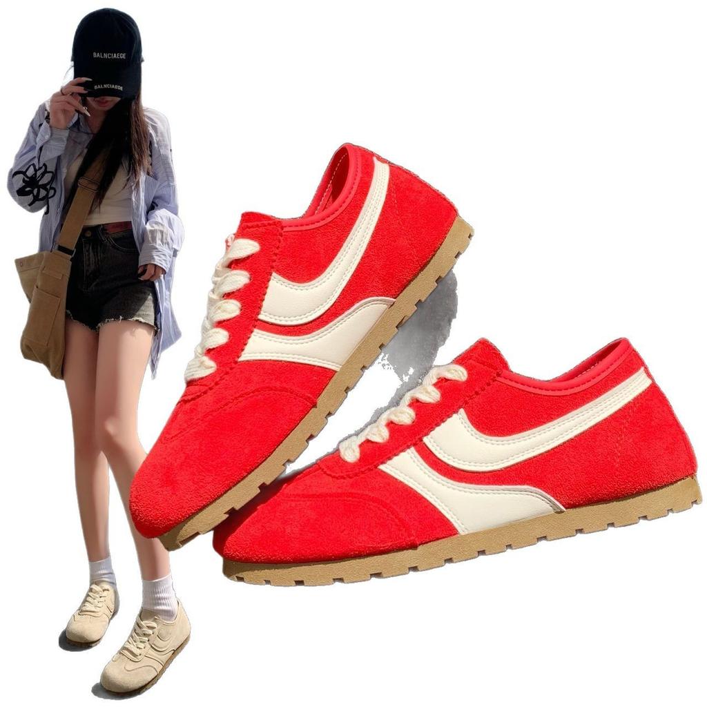 Red German training shoes women's new spring women's shoes flat-soled retro casual board shoes sports Forrest Gump shoes