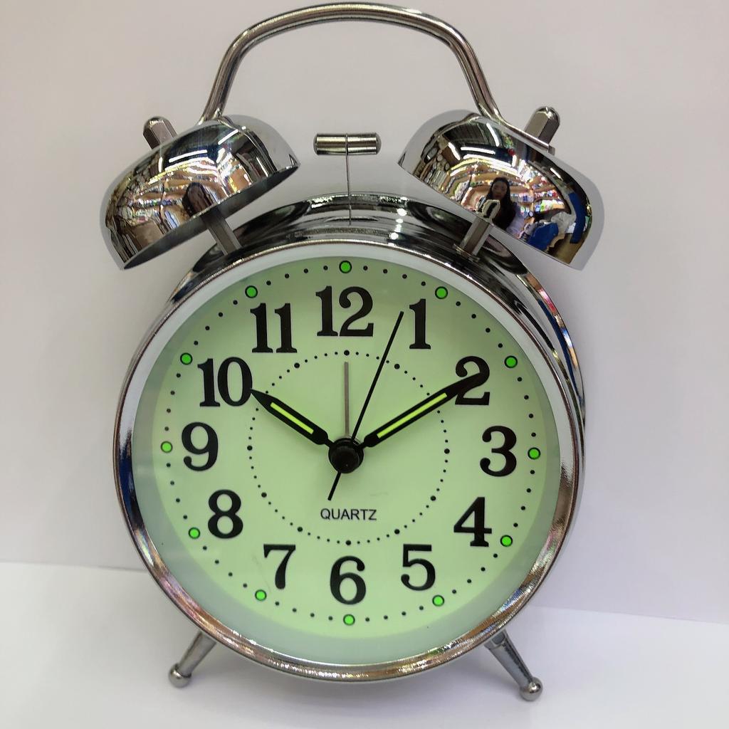 4-Inch Silver Scan Silent Metal Ring Clock Children'S Gift Alarm Clock Luminous Pendulum Clock