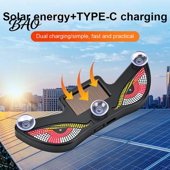 Automotive Interior Ambient Lighting Solar Demon Eyes Car LED Light, USB Wireless Animated Eye Warning Lights for Windshield Dynamic Modes For