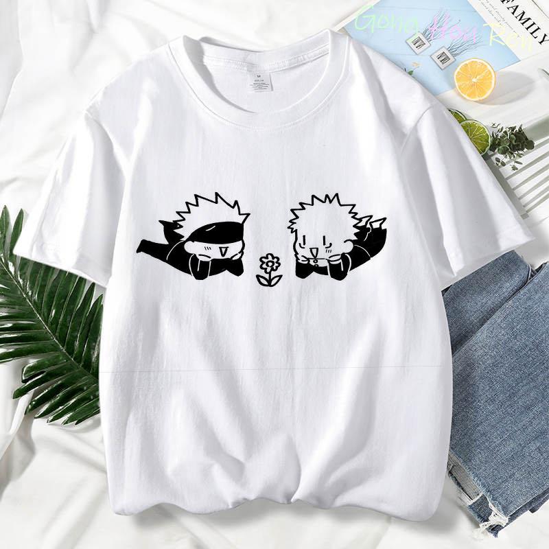 Japonské tričko Manga Jujutsu Kaisen Top Dámské Anime Gojo Satoru Tričko s potiskem Funny Gojo Cat Grafika Tričko Kawaii Neformální topy