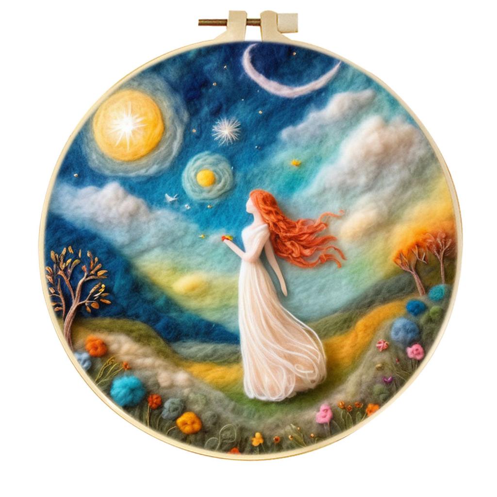 1pc Landscape Embroidery Kit with Felt Painting Design - DIY Gift