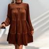 Women's Long-sleeved Dress, New Solid Color Velvet Elegant Dress