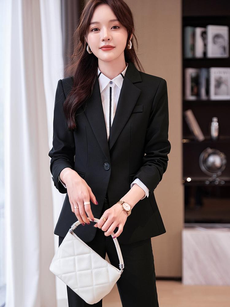 Pantalon Costume Ensemble Tailleur Femme Noir Tailleur Femme Veste