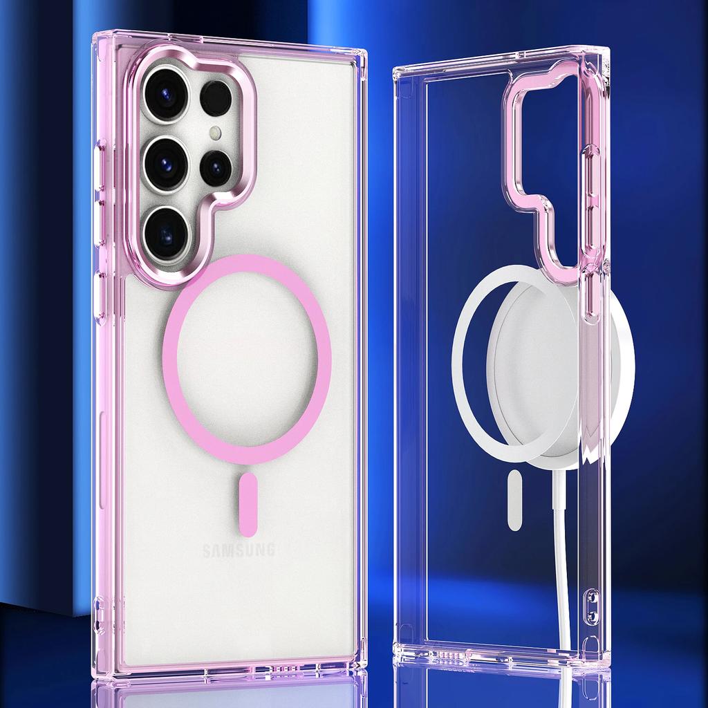 Colorful Magnetic Clear For Magsafe Case For Samsung Galaxy A34 A14 A54 S24 S23 Ultra Plus FE Wireless Charge Shockproof Cover