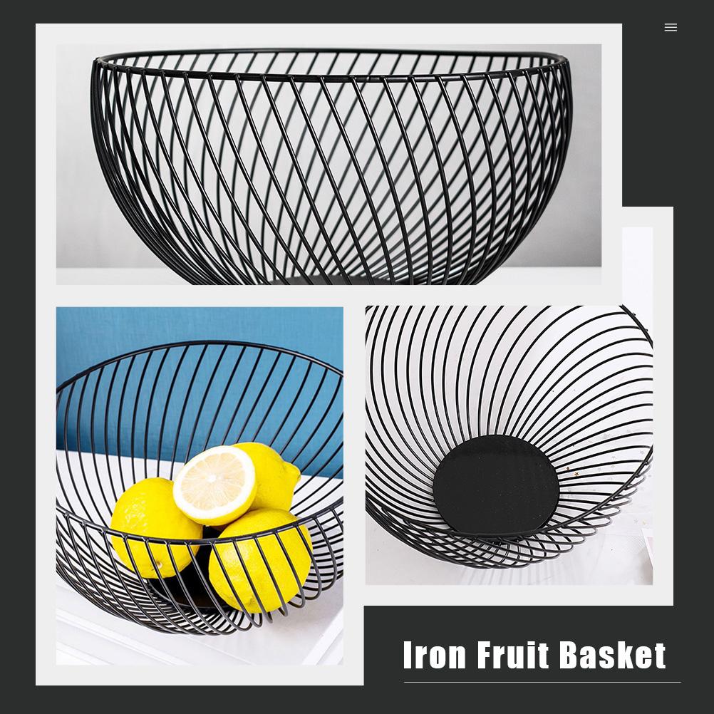 Wire Fruit Basket Metal Bowl Storage Basket Stackable Serving Tray Platter Holders for Snack Vegetables Bread Organizers Black Nice for Home
