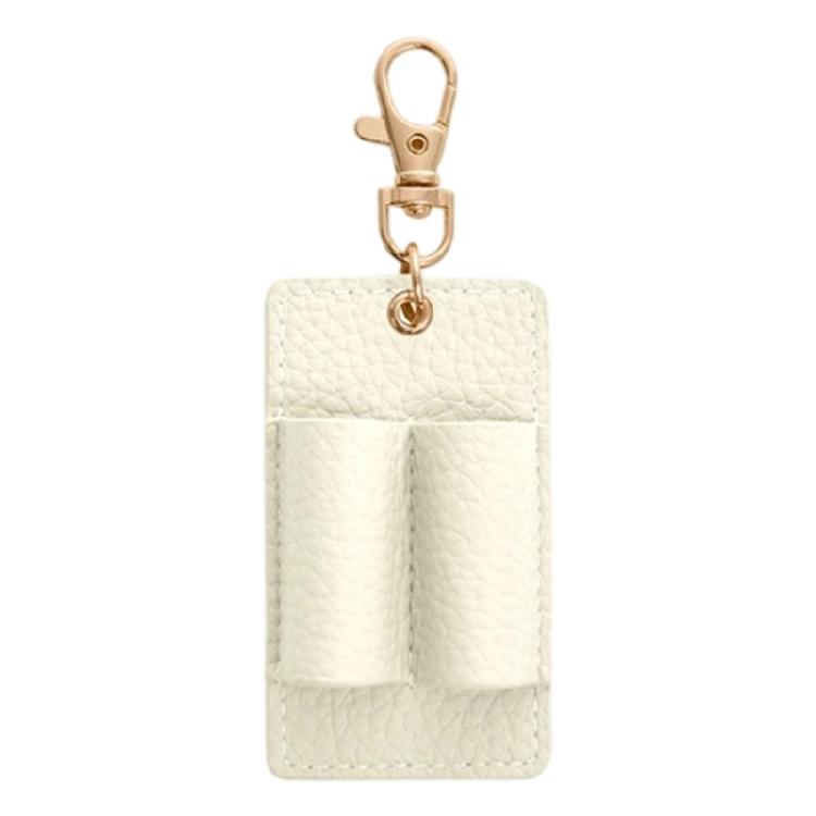 

Leather Pen Holder Double Slot Pen Organiser with Detachable Keychain Clip For Journals Books Travel Accessories білий