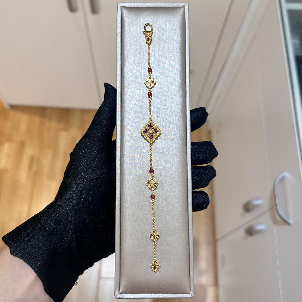 Браслет Четырехлистный клевер для женщин Ретро Дворцовый Амазонит Рябчик Браслет v gold