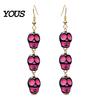 Lightweight Festival Earrings 1 Pair Acrylic Halloween for Women, Triple Skulls Drop Dangle Creative Skull Ornament Earrings, Gothic Jewelry