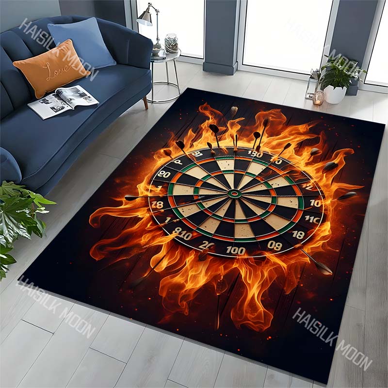 1PC Flaming dartboard with darts Print Carpet for Living Room Bedroom Sofa Home Decor Rus Non-slip Floor Mat Luxury Gift