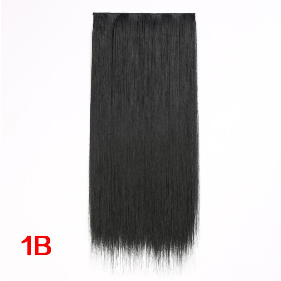 Leeons 5 Clips In Hair Extensions Synthetic Straight Heat-Resisting Fiber Clip On 24 Inch Blonde Brown Fashion Color For Women
