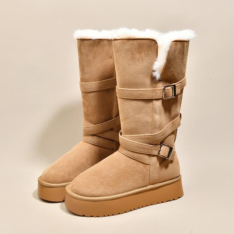 

Женские зимние меховые сапоги на толстой подошве со штрипкой на одну ногу, легкие, теплые, непродуваемые, утепленные, нескользящие, повседневные кроссовки, длинные хлопковые сапоги 40 малиновый