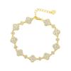 Full Diamond Four Leaf Grass Zircon Bracelet, Women's High end, Light Luxury, Versatile, and Unique Ornament