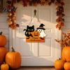 Kindergarten Holiday Environment Decor Halloween Door Sign with Hemp Rope Lanyard, Pumpkin Ghost Printed Hanging Decorative Plaque for Home