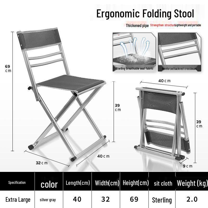 Portable Folding Stool with Backrest: Sturdy Outdoor Chair for Fishing, Camping, and Home Use