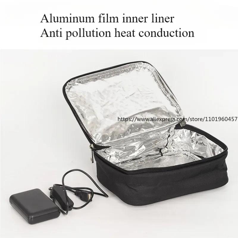 USB Portable Food Warmer Electric Lunch Box Food Heater Lunch Warming Tote For Office Travel Portable Heating Bag With USB Cable