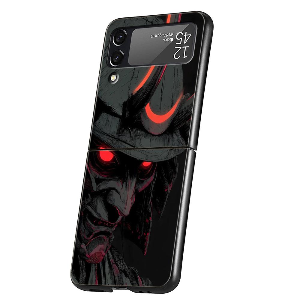 Hard PC Phone Case For Samsung Galaxy Z Flip 7 6 5 4 Black Cover For Galaxy Z Flip 3 Foldable Bag Capas Japan Ghost Face Samurai