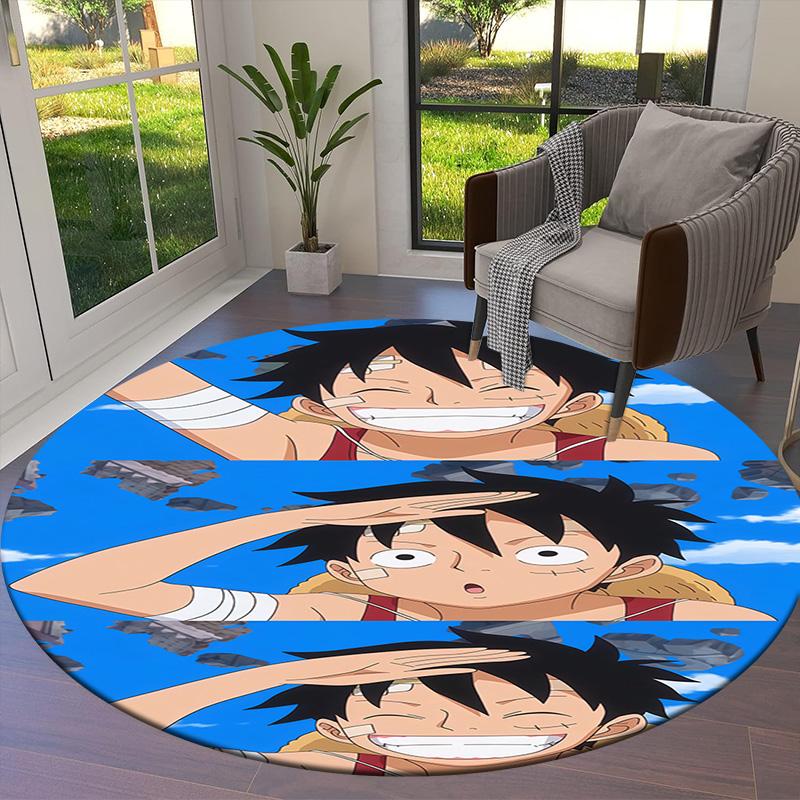 One Piece Monkey D Luffy Round Area Rug Carpet Rug For Living Room Bedroom Sofa Playroom Decor Nonslip Floor Mat