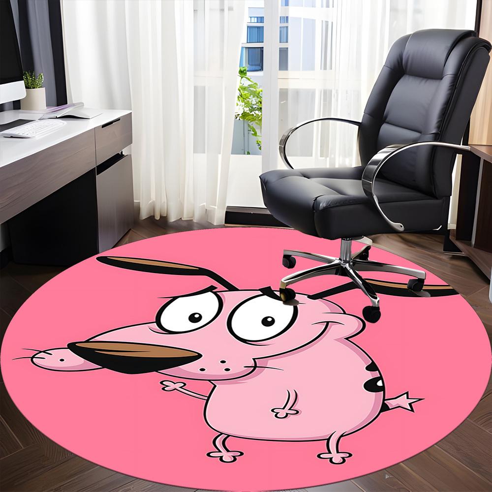 1pc Courage the Cowardly Dog Office Round Area Rug, Under Office Chairs Bedroom Living Room Home Decor, Room Decoa1016070