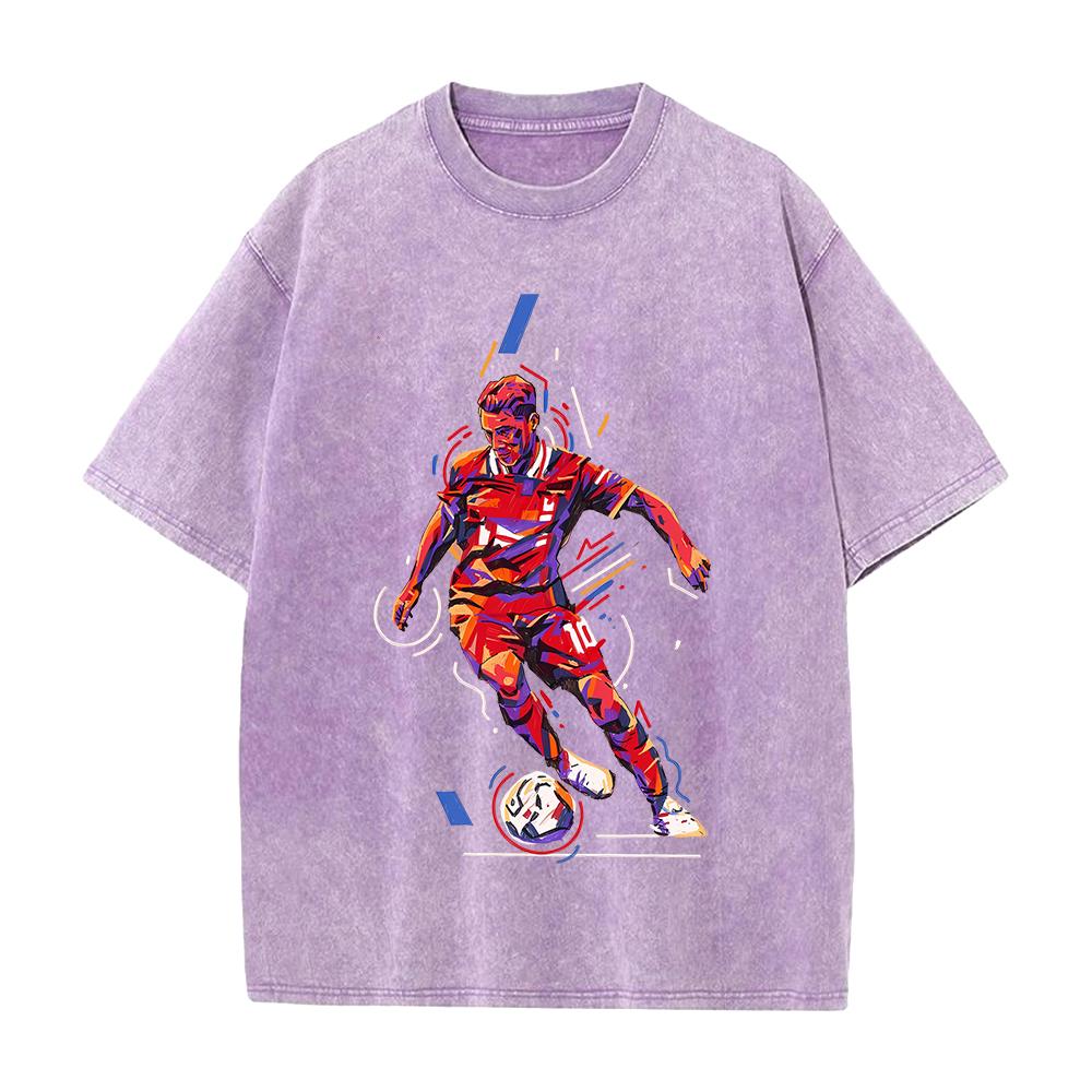 Trendiges Bedrucktes T-Shirt Herren Damen Kleidung Vintage Gewaschenes Oversize T-Shirt Sommer Kurzarm Baumwoll Tops