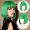 Green Short Straight Wig, Bob Hairstyle Wig Cap, Wig Additions, Suitable for Christmas, Halloween Parties, Gatherings, Dates, And Role-Playing