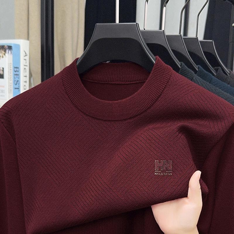 2025 Autumn Men's Plus Velvet Thick Knit Sweater - Warm Casual Top
